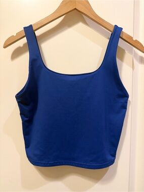 Crop Square Neck Tank Top - Royal Blue